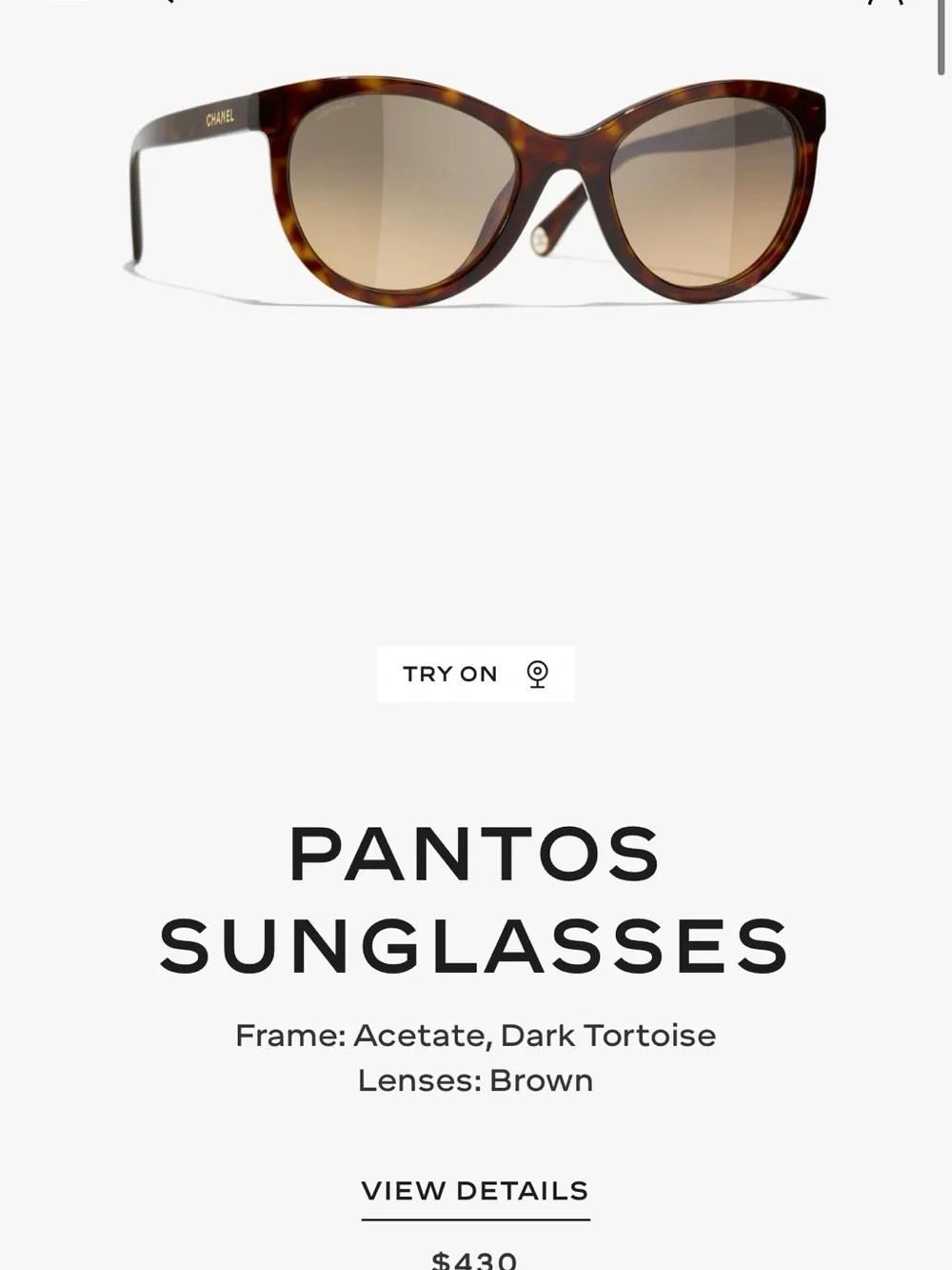 CHANEL Dark Tortoise Acetate Pantos Sunglasses with Brown Gradient Lenses